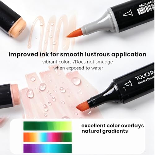 13Pcs Alcohol Markers Pure Color Series,Black Pen Barrel Dual Tip Soft Art Solid Color Markers Set for Adults Beginner Drawing Sketching (Colorless Blender)