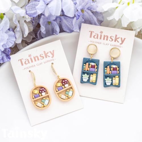 Tainsky Bookshelf Polymer Clay Cutters, 17 Shapes for Book Lover Earrings