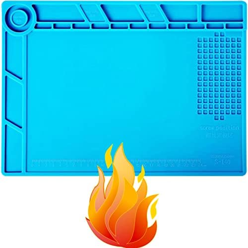 WWZMDiB Heat Resistant 932°F Silicone Magnetic Soldering Work Mat（S-140【13.8 x 9.8” / 35x 25cm】）