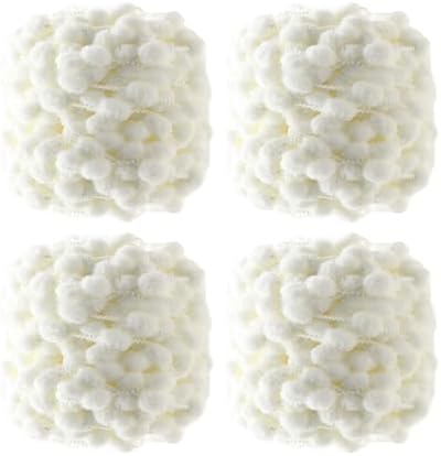 Hand-Woven Ball Yarn, 4 Pack, 380g Total, for Blankets, Cushions, and Pet Nests, Fluffy Chunky Craft Yarn (Milky White)