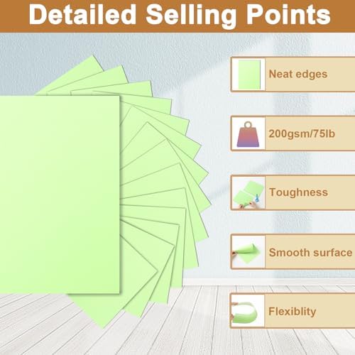 Silunkia 40 Sheets Light Green Cardstock 8.5 x 11 Craft Paper 75lb