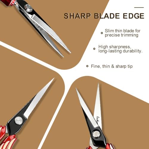 Premium Sharp Embroidery Scissors, Stainless Steel Sewing Scissors for Cross Stitch, Needlework, Fabric Cutting, Thread Snips, DIY Craft, Multiple Vibrant Colors (Gold)