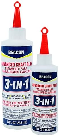 BEACON 3-in-1 Advanced Craft Glue - Fast-Drying, Crystal Clear Adhesive for Wood, Ceramics, Fabrics, and More, 8-Ounce