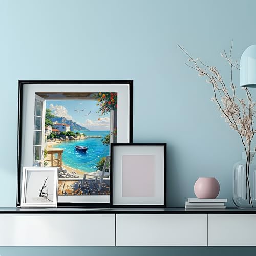 Seaside Window Paint by Numbers for Adults, 16x20" Coastal Landscape Kit