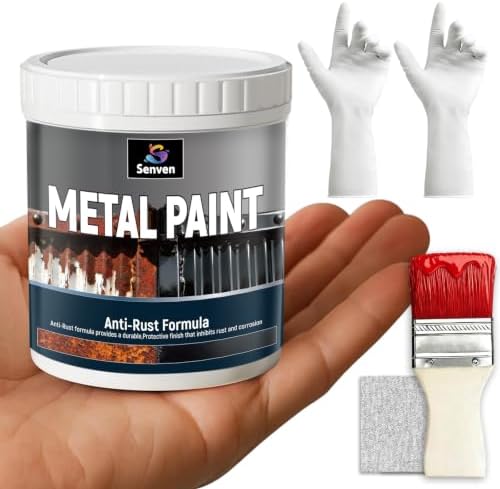 Metal Paint Red 5.3oz Waterpoof Anti Rust Preventative White Paint for Metal, Anti Rust Enamel Multi Surface Acrylic White Paints Refinishing Kit for Metals, Gate, Fence, Railing, Craft, Wood, Walls