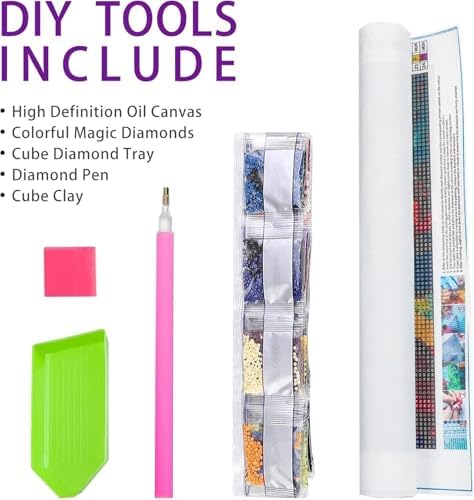 Pink Car BookShop Diamond Art Kits for Adults, Diamond Painting Kit Adults for Beginners, Round 5D DIY Dimond art,Full Drill Painting Kit Art and Crafts for Adults Home Wall Decor【11.8x15.7inch】