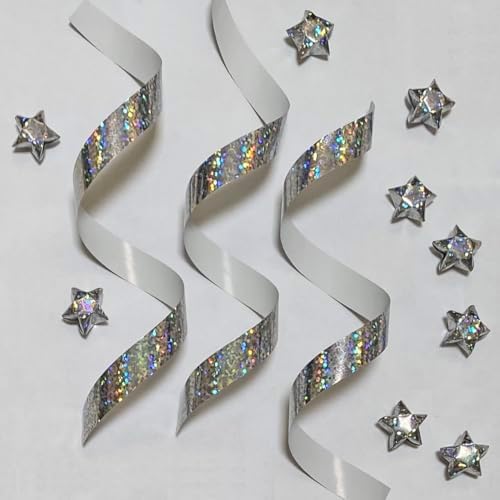 500-Strips Silver Sparkle Foil Paper Strips for Making Origami Stars, Lucky Stars, Puff Stars. Reflective Mirror Shiny Paper Strips, 0.5 x 11 inch. (Silver Sparkle Foil, 500)