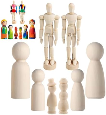 Drawing Mannequin,Mini Posable Wooden Figurines Dummy,Art Drawing Figure Model Dolls for Home Office Desk Décor Sketching Painting,Body Action Figure Artists Gifts,8-Pack