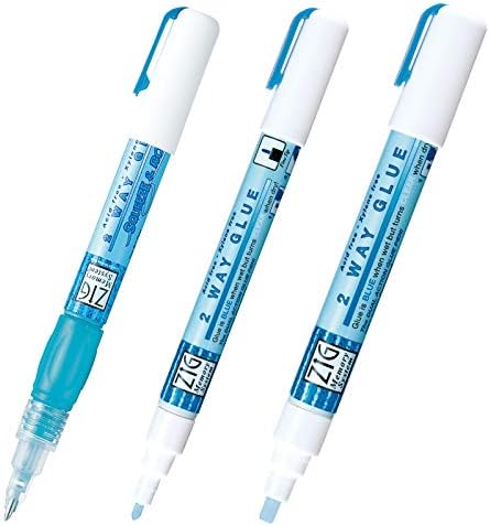 Kuretake Zig 2 Way Glue Pen 3 Variety Set, Adhesive for Professional,Artists, Crafting, Scrapbooking, Gift Card, Made in Japan
