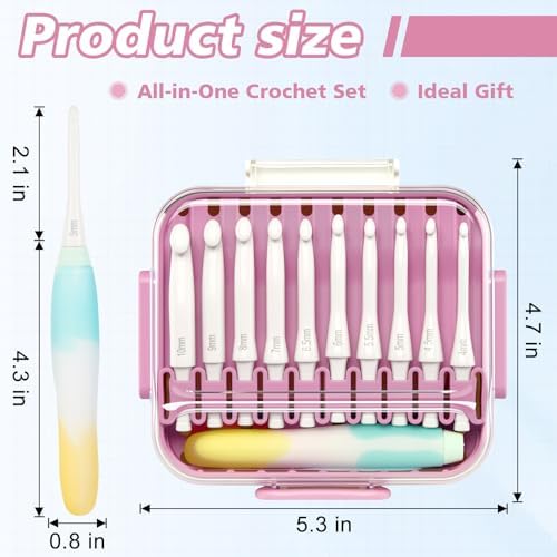 Monipair Crochet Hooks Set, Jelly-Soft Handle, 10 Sizes