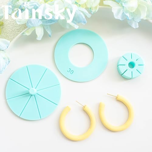 Tainsky Hoop Earring Guide Polymer Clay Cutter, 5 Sizes Round Hoop Earring Guide for Polymer Clay Earrings