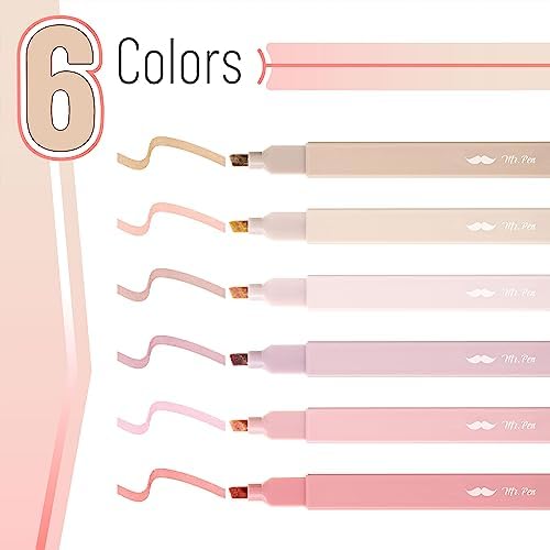 Mr. Pen- Aesthetic Highlighters No Bleed, 6 Pack, Assorted Colors
