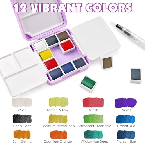 Travel Watercolor Set - 12 Color All-in-One Portable Kit