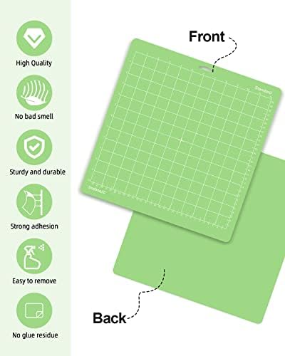 Gwybkq Cutting Mat, Compatible With Maker 3/Maker/Explore 3/Air 2/Air/One 12 Pack 12x12 Cut Mats Replacement Accessories Adhesive Sticky Green Cricket Standard Card
