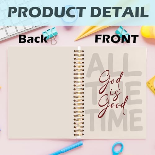 Yhtrg God Is Good Christian Spiral Hardcover Notebook, Beige and Burgundy Inspirational Writing Journal, Neutral Minimalist Religious Faith Prayer Notebook for Bible Study Daily Journaling, 5.5x8.3