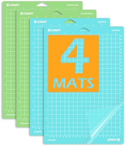 Xinart Cutting Mats for Cricut Joy Xtra (Standard x 2, Light x 2, 4 Mats) Variety Adhesive Cutting mats for Cricut Joy Xtra (Variety,4 Mats, 8.5”x12”)