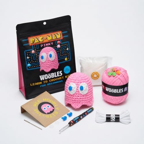 The Woobles PAC-MAN Ghost Crochet Kit for Beginners (Pinky)
