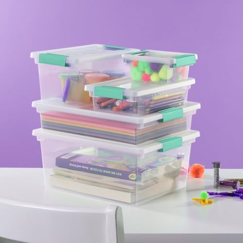 Sterilite Clip Box, Stackable Clear Plastic Bins- Mini, 24-Pack | Storage Containers with Latching Lids for Writing, Arts or Crafts Supplies - Home, Office, Classroom & Workshop Organization