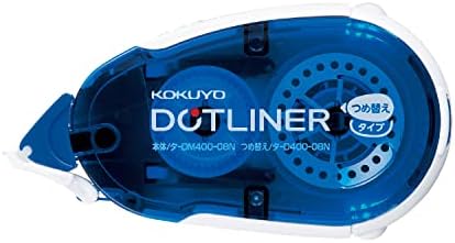 KOKUYO Glue Tape for Scrapbooking, 52.5 Ft x 0.33 in Double Sided Tape Roller for Crafts, Blue Dot Pattern Tape Runner, Adhesive Scrapbook Supplies. Japan Import (TA-DM400-08)