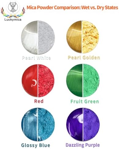 Mica Powder, 6 Colors Pearlescent Pigment Powder for Epoxy Resin, 60g Pearl Pigment Set for Soap Making, Bath Bomb, Candle Making, Art Crafts, Lip Gloss, Nail Polish, Dye - The Classics