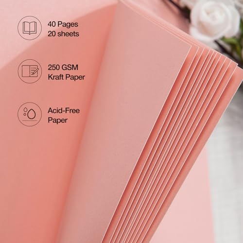potricher 7 x 7 Inch Small DIY Scrapbook Photo Album 40 Pages, Pink | Thick Kraft Paper Scrap Book Photo Albums, Memory Book for Wedding, Anniversary, Baby, Family, Travel, DIY Projects