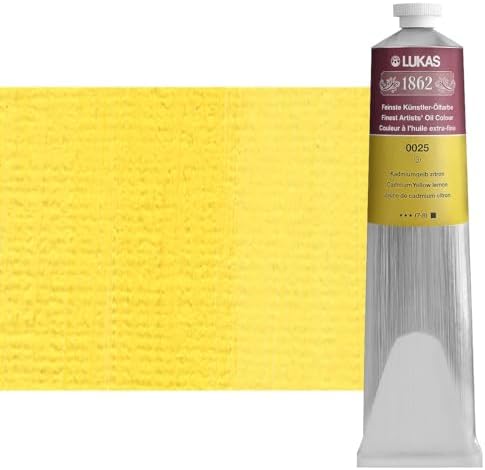 Lukas 1862 Professional German Oil Paint, Cadmium Yellow Lemon 200 mL - w/Beeswax & Non-Yellowing Sunflower Oil, Short Drying Time, Smooth, Outstanding Lightfastness