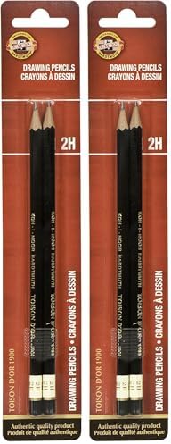 Koh-I-Noor Toison d'Or Graphite Pencil, 2H Degree, 4 Pack (FA1900.2HBC)