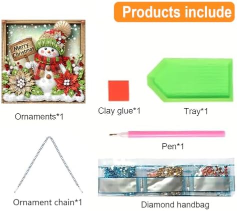 VeGuude Christmas Diamond Art Kits for Adults, DIY Acrylic Hanging Ornament