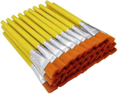 Flat Paint Brush Set 40 Pcs, 1 Inch Handmade Flat Brushes for Artists, Large Acrylic Paint Brushes for Acrylic Oil Watercolor Painting, Big Oil Paint Brushes & Body Art Tool for Rock Painting (40 Pcs)