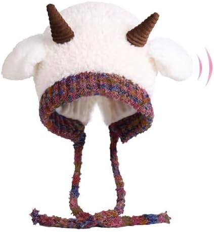 Animal Hat Cute Sheep Cap for Girls, Soft Lamb Beanie with Ear Flaps, Winter Headwear Cosplay Props Party Supplies