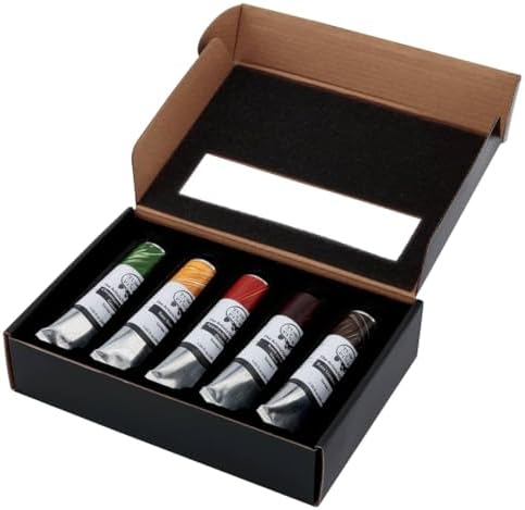 Tusc & Pine Artist Oil Paint - 40 ml Set of 5 - Earth Tones - Non-Yellowing, Rich & Creamy Consistency, Maximum Pigment Load, Small Batch Milled Oil Paints Developed for Professional Artists
