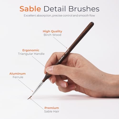 Nicpro 22 PCS Kolinsky Sable Miniature Paint Brushes Dry Brush