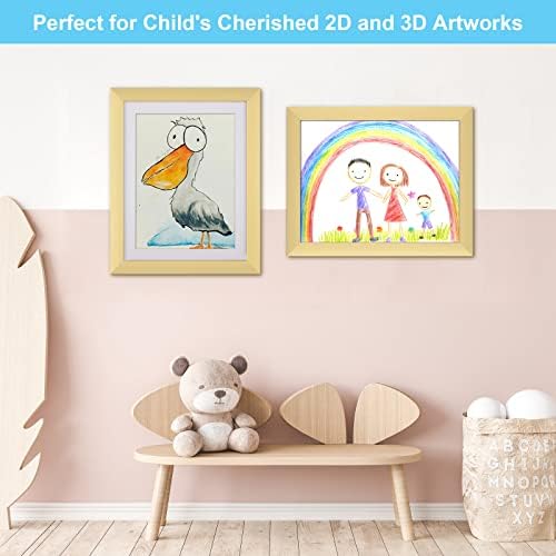 [2Pack] Kids Art Frames, 11x14 Front Opening Kids Artwork Frames Changeable, Gold Artwork Display Storage Frame for Wall, Holds 50 Pcs, for 3D Picture, Crafts, Children Drawing, Hanging Art, Portfolio