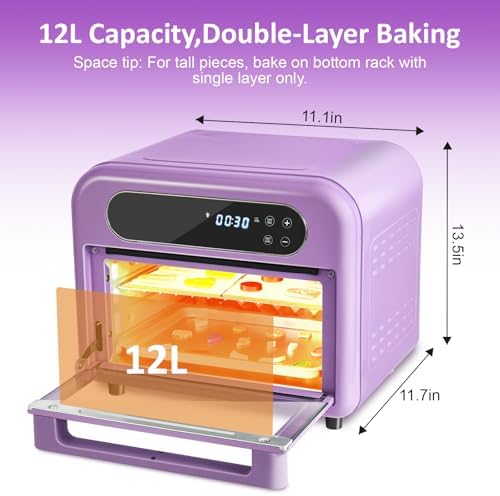 12L Polymer Clay Oven with Fast Preheat,Precise Temperature and Time,13QT/12L 120V 1200W Large Capacity Electric Oven for bake Clay,Polymer Clay Tools,Includes Tray,Wire Rack,Thickened Gloves