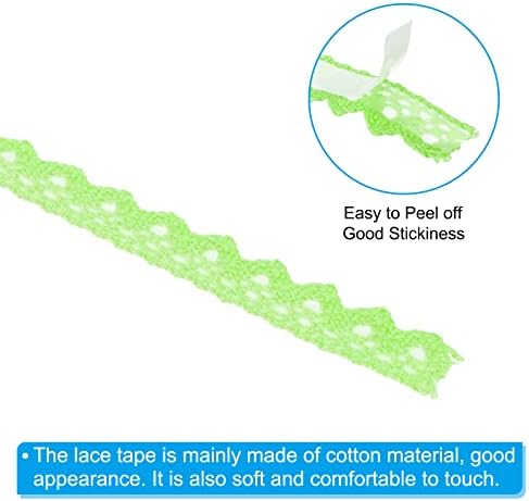 PATIKIL 0.6" Wide 2 Yards Self-Adhesive Lace Tape Lace Ribbon, 3 Pack Cotton Washi Trim Stickers Masking Decorative for Craft Scrapbook DIY Card Making, Green