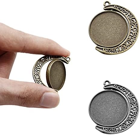 Moon Rotation Double Side Pendant Trays, 30Pcs 10Sets