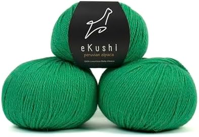 100% Baby Alpaca Yarn for Knitting & Crocheting - Set of 3 Skeins of Premium Yarn DK - Lightweight, Hypoallergenic & Thermal Peru Made - Ideal for Delicate Projects (GR107 - Tropical Green)