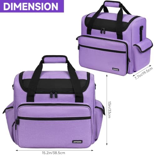 Craft Bag for Scrapbook Supplies, Large Scrapbook Tote with 15.6'' Laptop Sleeve, Art Supply Storage Bag with Multiple Pockets for Scrapbooking Tools, Purple