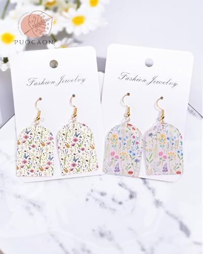Puocaon Wildflower Clay Transfer Paper - 4 Design Flower Polymer Clay Transfer Sheets for Earrings Jewelry, Lavender Floral Transfer Paper for Polymer Clay Earrings