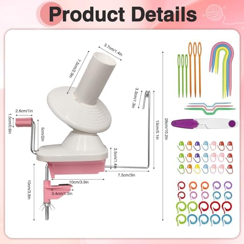 Essovee Yarn Ball Winder, Efficiently Yarn Cake Winder with Lower Noise for Crochet Knitting Combo Easy Installation 3.5 oz Portable Spinner for Crocheting