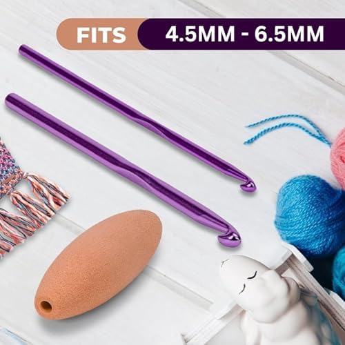 Ergonomic Crochet Hook Grip for 4.5mm–6.5mm, Hooks Comfortable NBR Cushion for Arthritis Relief, Non-Slip Crochet Hook Grips Removable, Crochet Hooks Ergonomic for All Ages