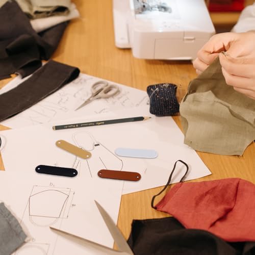 60pcs Handmade PU Leather Tags with Holes for Handmade Items Embellishment Knit DIY Accessories for Jeans Bags Shoes Hat