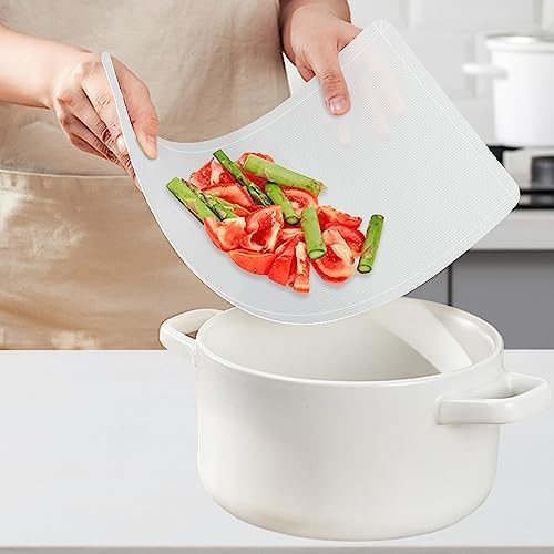 WK Flexible Plastic Cutting Boards Mats with Lip, Foldable Cutting Board for Kitchen Set of 3, Cutting Board for Meat, Nonslip Cutting Mats, BPA Free, Dishwasher Safe, Multi Colors