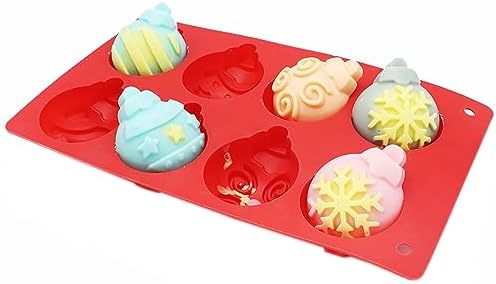X-Haibei Christmas Snowflake Star Bell Soap Cake Jello Crayon Resin Chocolate Bombs Making Silicone Mold 6-Cavity