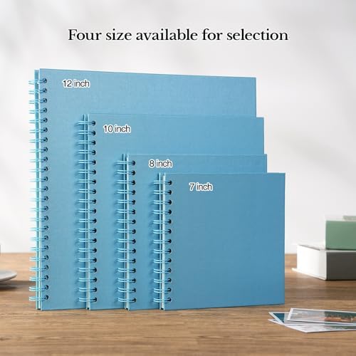 potricher 7 x 7 Inch Small DIY Scrapbook Photo Album 40 Pages, Blue | Thick Kraft Paper Scrap Book Photo Albums, Memory Book for Wedding, Anniversary, Baby, Family, Travel, DIY Projects