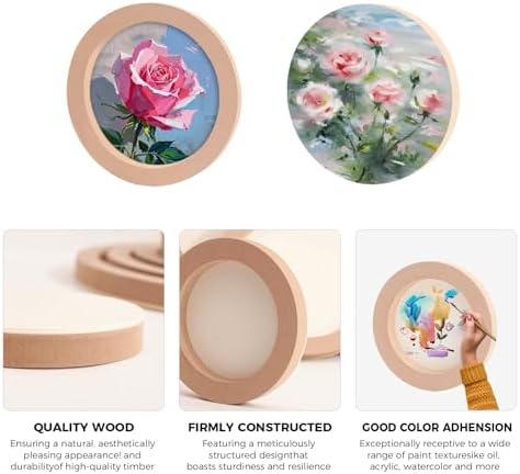 5 Pack 8x8 Inch Round Unfinished Wood Panel Boards for DIY Painting Crafts