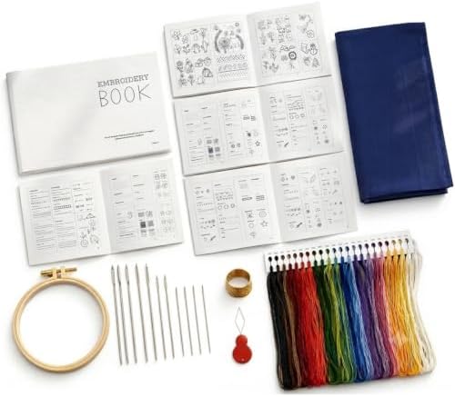 Bekecidi Embroidery Starter Kit for Beginners, Complete Hand Embroidery Kit with Embroidery Book, Patterns & Basic Tools, Easy-to-Use Stitching Kit for Adults & Beginners