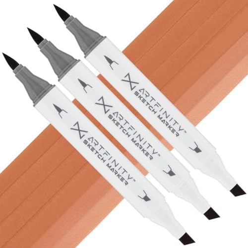 Artfinity Sketch Markers - Set of 3 - Walnut E1-5, Vibrant, Professional, Dye-Based Alcohol Markers for Artists, Drawing, Travel, & More