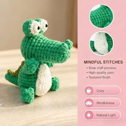 minimal beee Crocodile Crochet Kit for Beginners Easy Yarn Video Tutorials