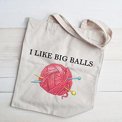JXGZSO Crochet supplies Bag Knitting Project Gift I Like Big Balls Make Up Bag Funny Knitting Gift For Knitter (i like big balls shopping)